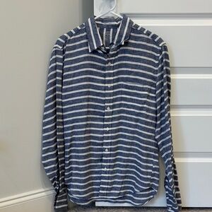 J. Crew Navy and White Striped Casual Shirt
